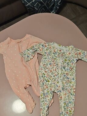 Carter's Pink Polka Dot & Floral Footed One-Piece Set